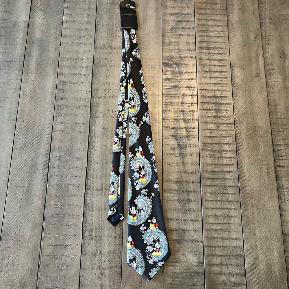 Vintage 90s paisley print Mickey Mouse Disney tie